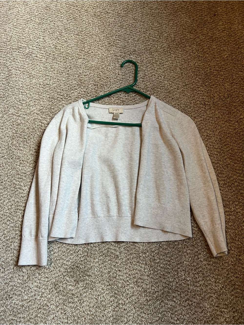 LOFT Light Heather Gray Open-Front Women's Cardigan
